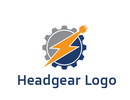 socket with electric bolt in gear engineering logo