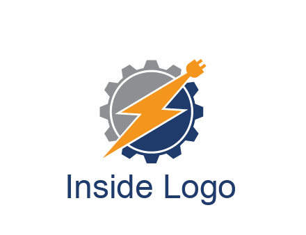 socket with electric bolt in gear engineering logo