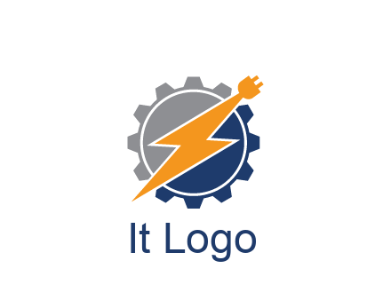 socket with electric bolt in gear engineering logo