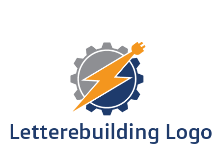 socket with electric bolt in gear engineering logo