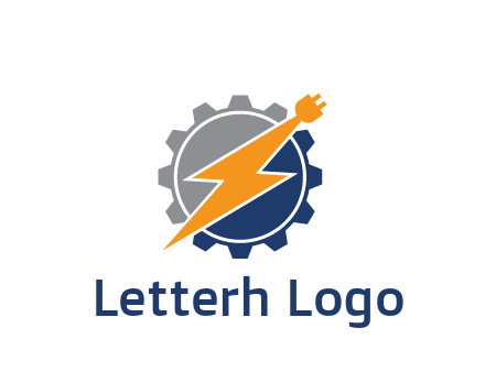 socket with electric bolt in gear engineering logo
