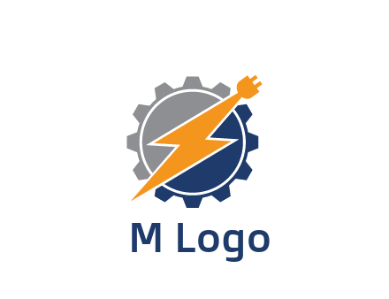 socket with electric bolt in gear engineering logo