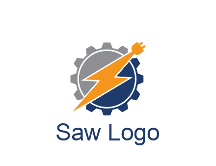 socket with electric bolt in gear engineering logo