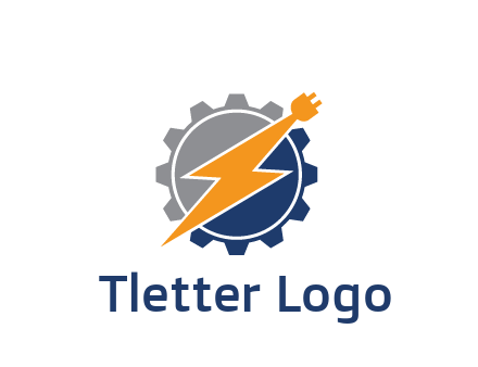 socket with electric bolt in gear engineering logo