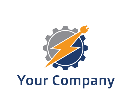 socket with electric bolt in gear engineering logo