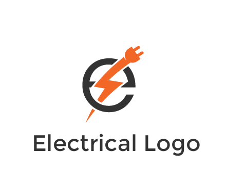 letter E with electric bolt and socket energy logo