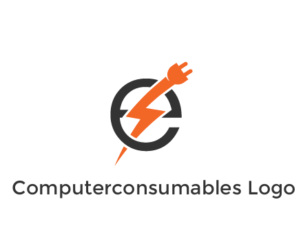 letter E with electric bolt and socket energy logo