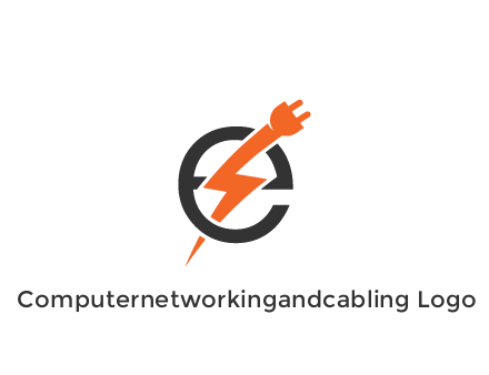 letter E with electric bolt and socket energy logo