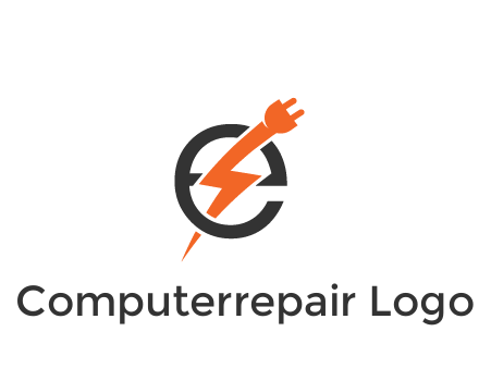 letter E with electric bolt and socket energy logo