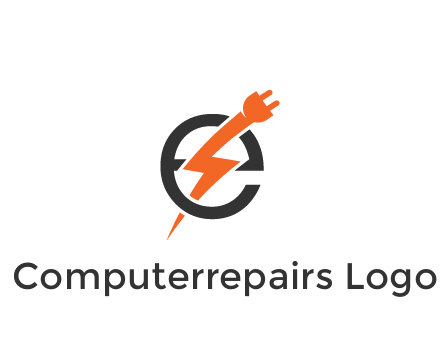 letter E with electric bolt and socket energy logo
