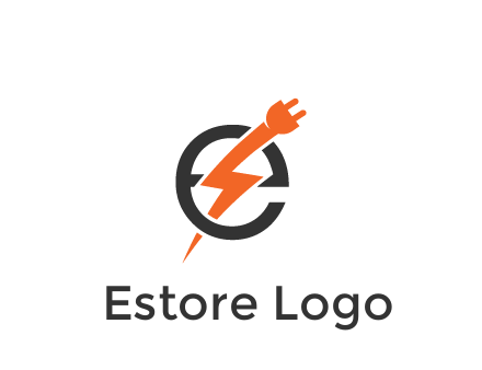 letter E with electric bolt and socket energy logo