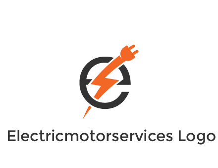 letter E with electric bolt and socket energy logo