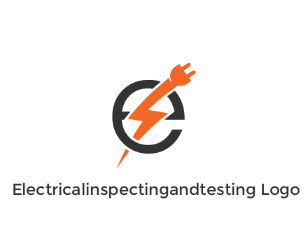 letter E with electric bolt and socket energy logo