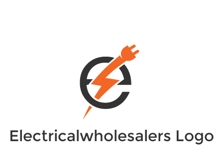 letter E with electric bolt and socket energy logo