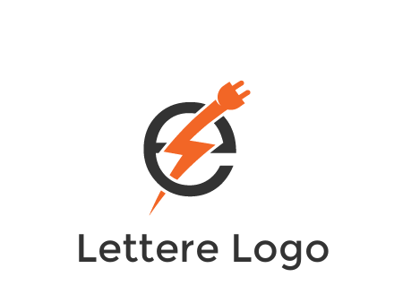 letter E with electric bolt and socket energy logo