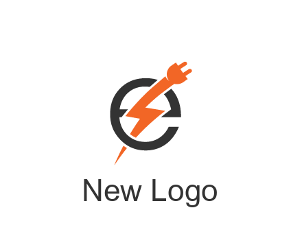 letter E with electric bolt and socket energy logo
