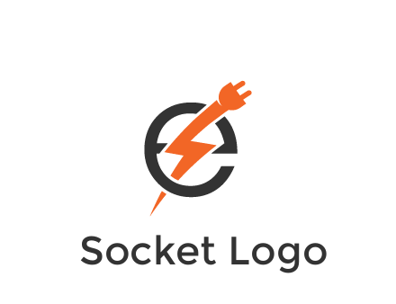 letter E with electric bolt and socket energy logo