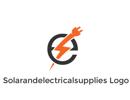 letter E with electric bolt and socket energy logo