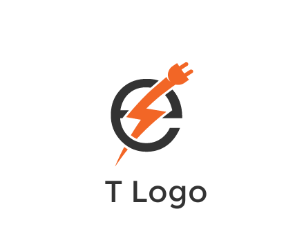 letter E with electric bolt and socket energy logo