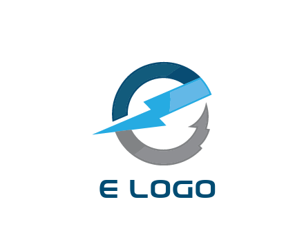 letter E with electric bolt energy logo