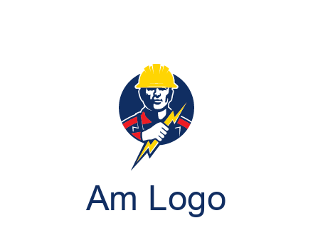 man holding electric bolt energy logo