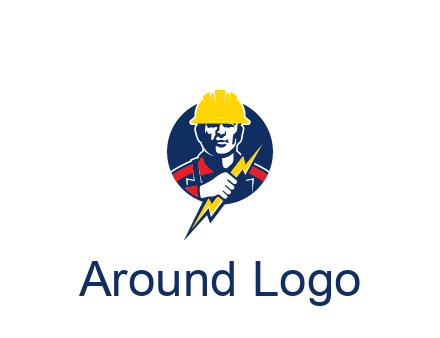 man holding electric bolt energy logo