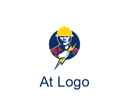 man holding electric bolt energy logo
