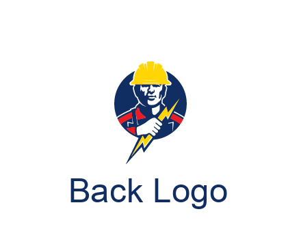 man holding electric bolt energy logo
