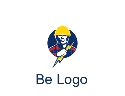 man holding electric bolt energy logo