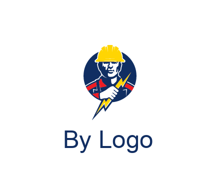 man holding electric bolt energy logo