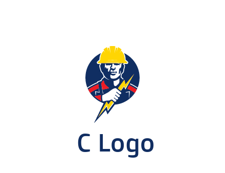 man holding electric bolt energy logo