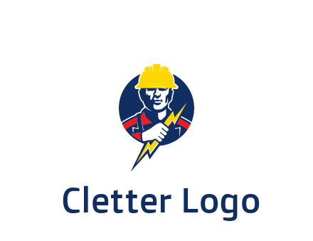 man holding electric bolt energy logo