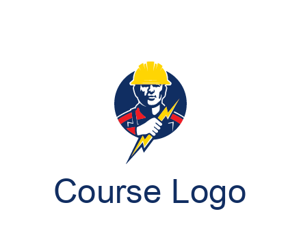 man holding electric bolt energy logo