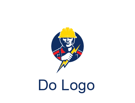 man holding electric bolt energy logo