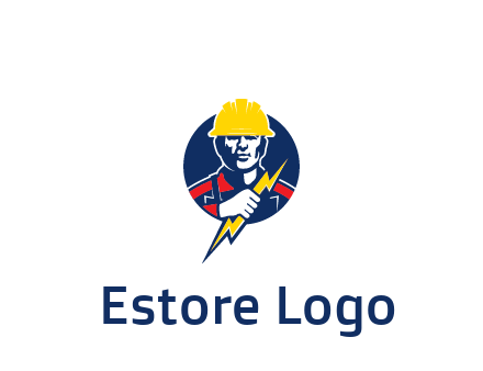 man holding electric bolt energy logo