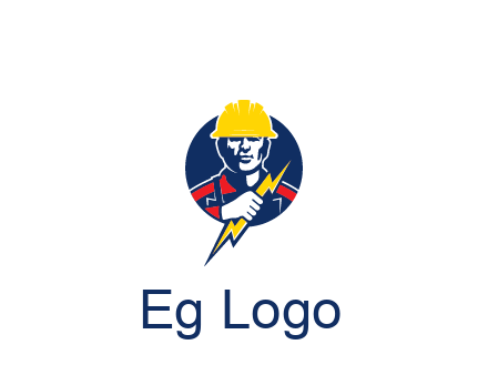 man holding electric bolt energy logo