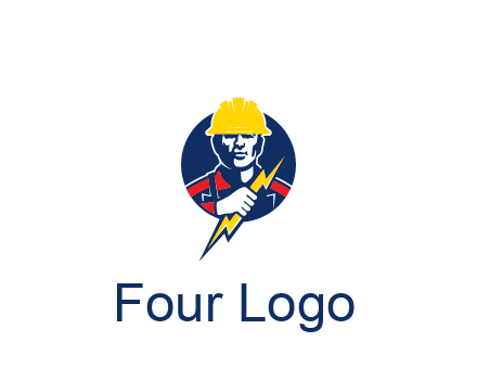 man holding electric bolt energy logo