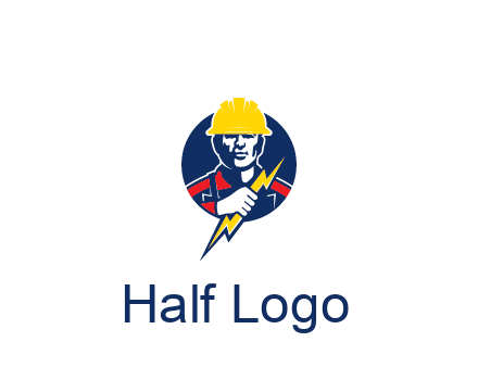 man holding electric bolt energy logo