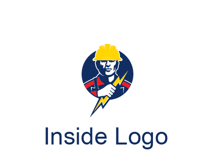 man holding electric bolt energy logo