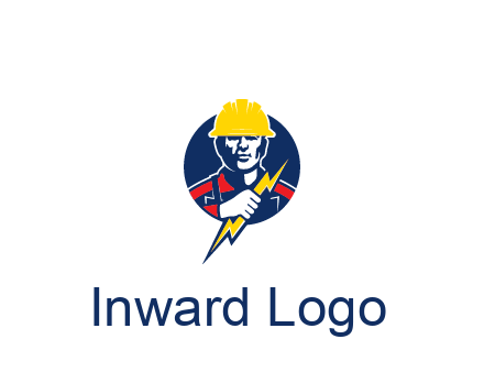 man holding electric bolt energy logo