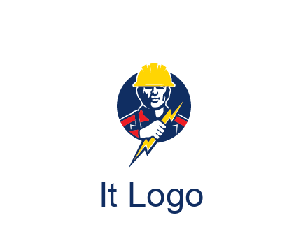 man holding electric bolt energy logo