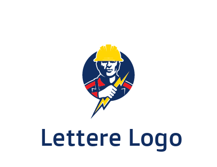 man holding electric bolt energy logo