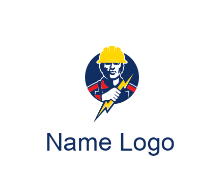 man holding electric bolt energy logo
