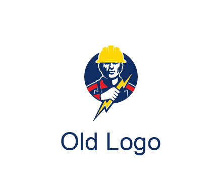 man holding electric bolt energy logo