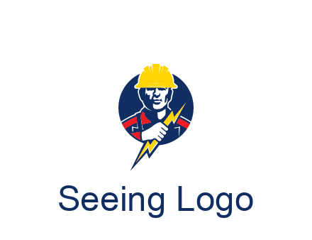 man holding electric bolt energy logo