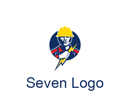 man holding electric bolt energy logo