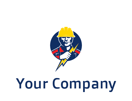 man holding electric bolt energy logo