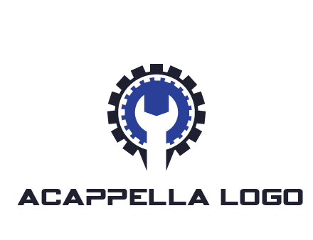 negative spacing of wrench in gear engineering logo