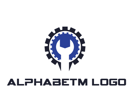 negative spacing of wrench in gear engineering logo