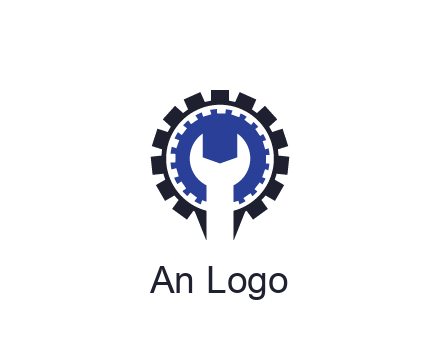 negative spacing of wrench in gear engineering logo